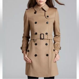 Burberry double breasted cashmere wool short trench coat 2